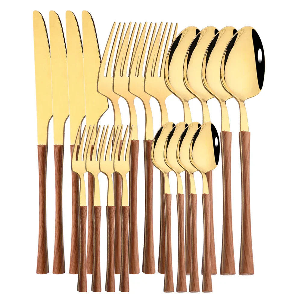 Skanto | RusticDining | Rustfritt Stål Bestikk med Treskaft