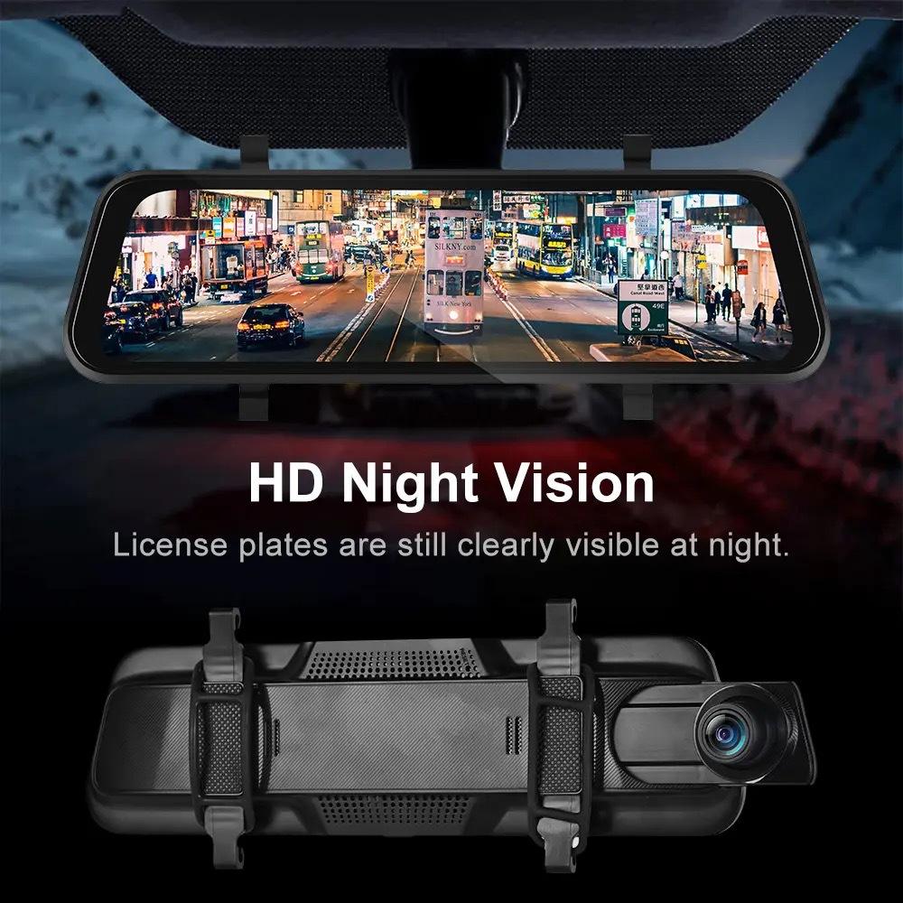 Skanto | VisionMirror Pro – Ultra HD Speil Dash Cam med Trådløs CarPlay & Android Auto