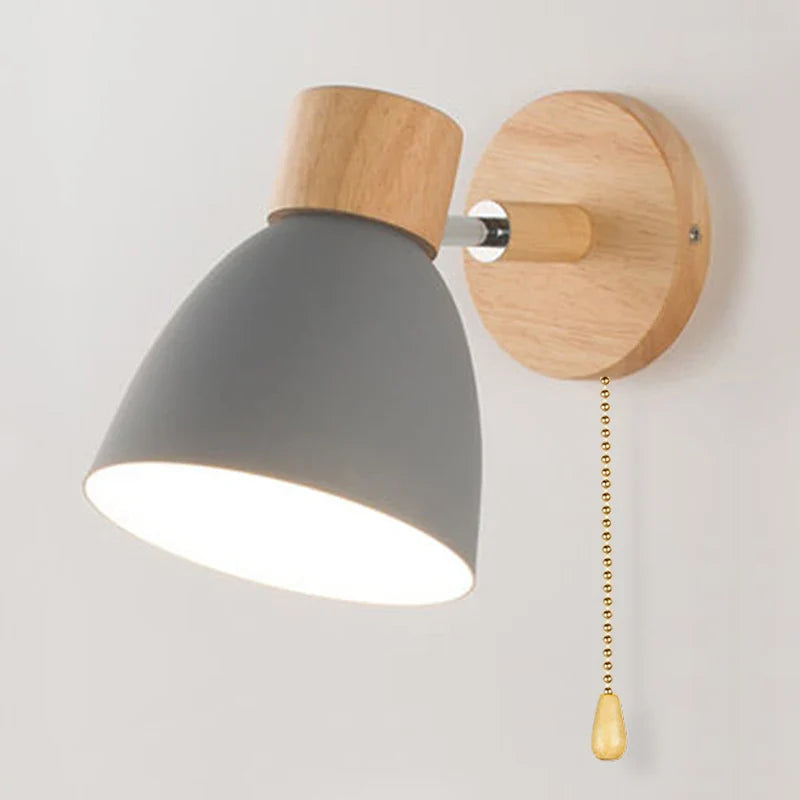Skanto | LumoNord Macaron Vegglampe | Tre & Metall | 90° Svingbart Lyskildehode | Skandinavisk Design | E27 Sokkel (uten pære)