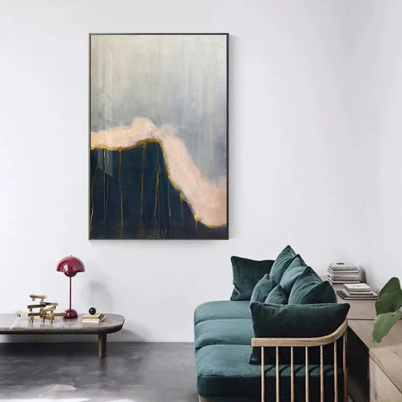 Minimalistisk Grå Blå Fargeblokk Abstrakt Veggkunst Fin Kunst Lerretstrykk Plakater Bilder For Moderne Stue Moderne Hjemdekorasjon | Skanto