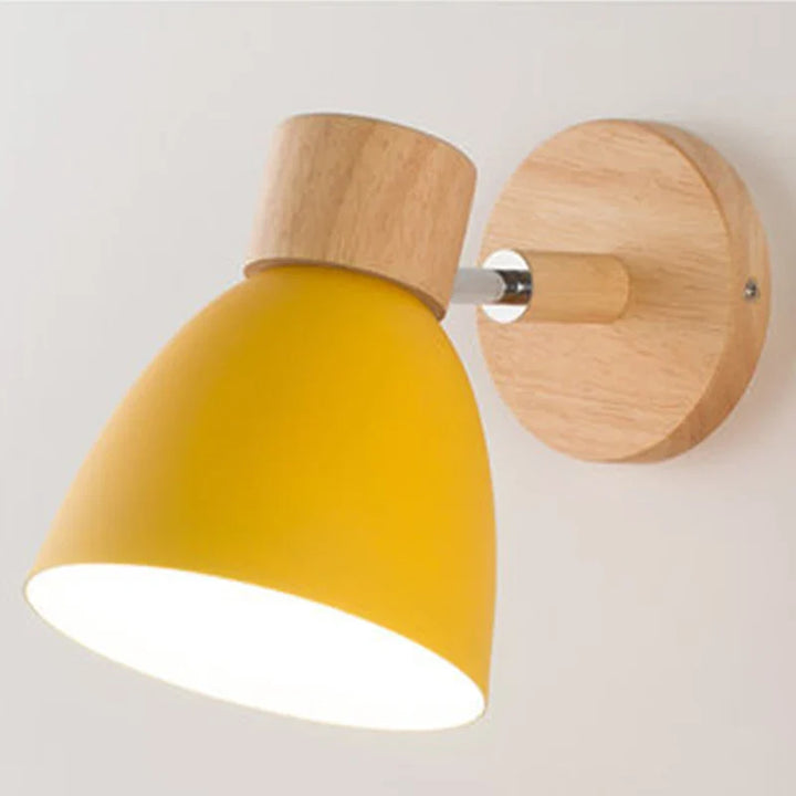Skanto | LumoNord Macaron Vegglampe | Tre & Metall | 90° Svingbart Lyskildehode | Skandinavisk Design | E27 Sokkel (uten pære)