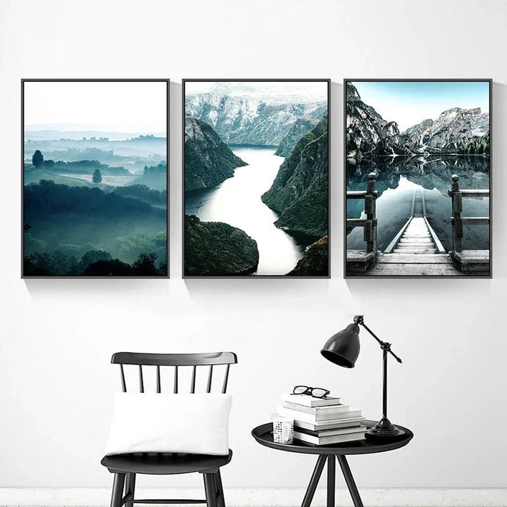 Bergsee Villmark Landskap Veggkunst Kunsttrykk Lerret Plakater Bilder av Ro for Oppholdsrom Spisestue Dekor | Skanto