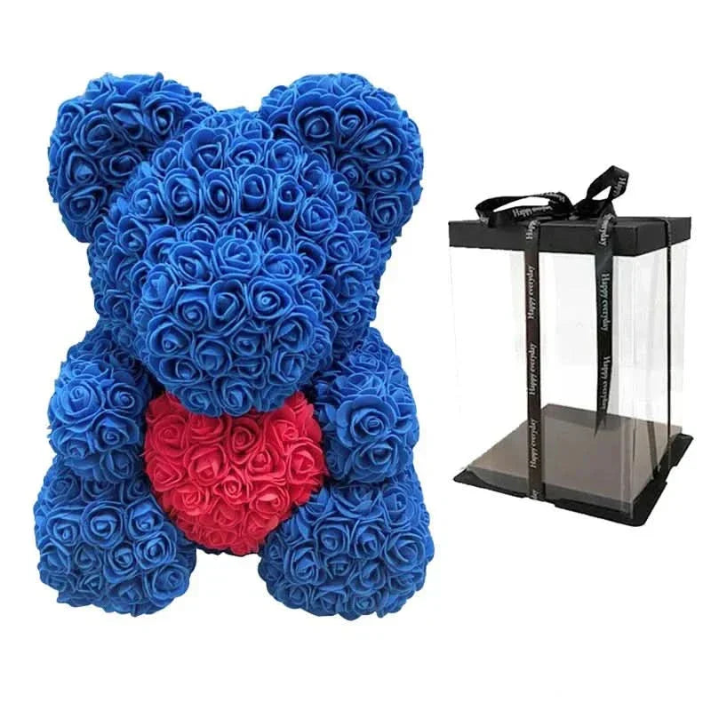 Rosen-Teddybär mit handgefertigten Schaumstoffrosen – 40 cm