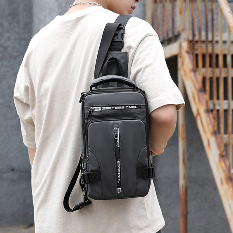 Skanto | Vanntett Oxford Crossbody Bag, Tyverisikkert Sling Bag, USB Lading & Flerlommes Design