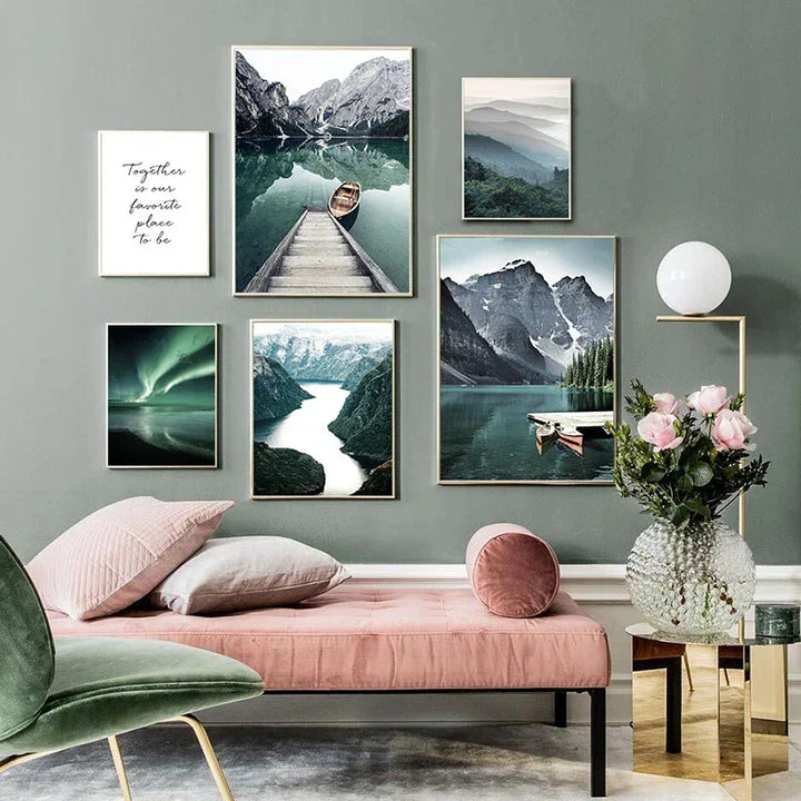 Bergsee Villmark Landskap Veggkunst Kunsttrykk Lerret Plakater Bilder av Ro for Oppholdsrom Spisestue Dekor | Skanto
