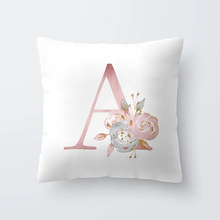 Rosa Gylden Blomsterbokstav Putevar 45x45cm Putevar For Stue Sofa Kastepute Polyester Bomull Firkantede Putekover | Skanto