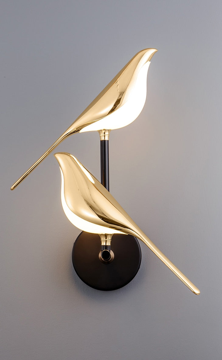 Moderne Fuglevegglampe Gull - Minimalistisk Vegglampe for Dekorativ Belysning | Skanto