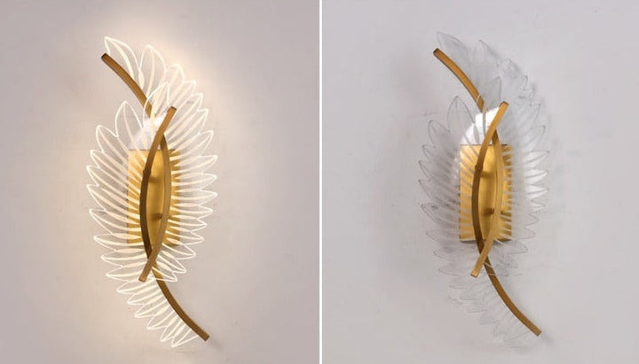 Skanto | Vegglampe med naturinspirert gyllen vinge motiv