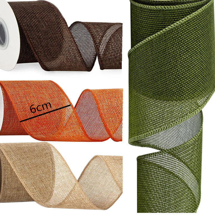 Skanto | 3M Rustikk Jutebånd – 60mm Bredt Gavebånd for DIY, Jul & Bryllup
