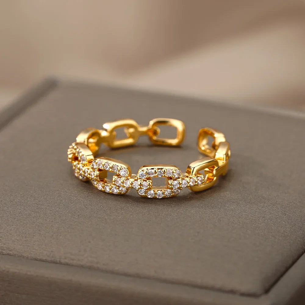 Skanto | Justerbar diamant lenke ring