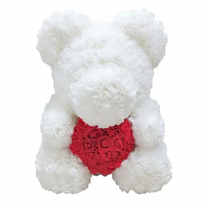Rosen-Teddybär mit handgefertigten Schaumstoffrosen – 40 cm