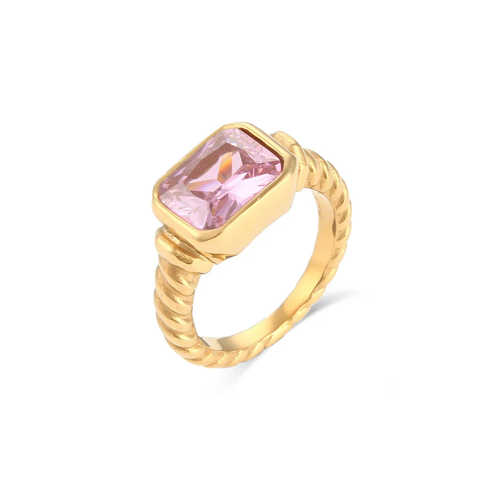 Skanto | Chunky Cross Striped Baguette Diamond Ring