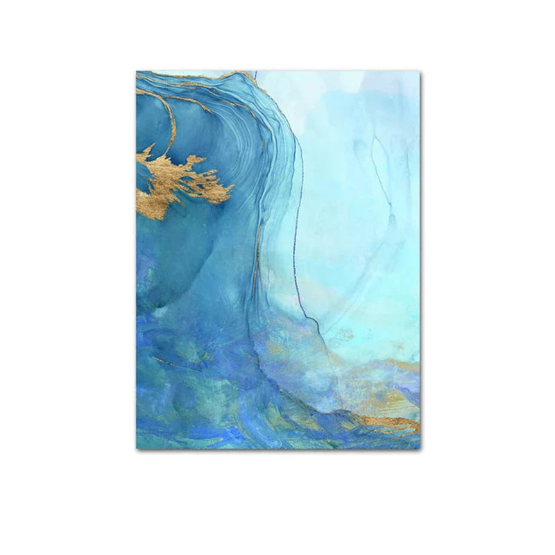 Blå Aqua Azure Marmortrykk Veggkunst Fine Art Lerretsutskrifter Abstrakte Bilder For Moderne Stue Hotellrom Hjemmekontor Dekor | Skanto
