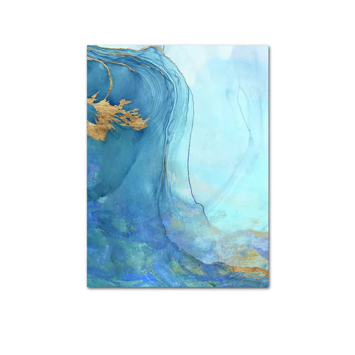 Blå Aqua Azure Marmortrykk Veggkunst Fine Art Lerretsutskrifter Abstrakte Bilder For Moderne Stue Hotellrom Hjemmekontor Dekor | Skanto