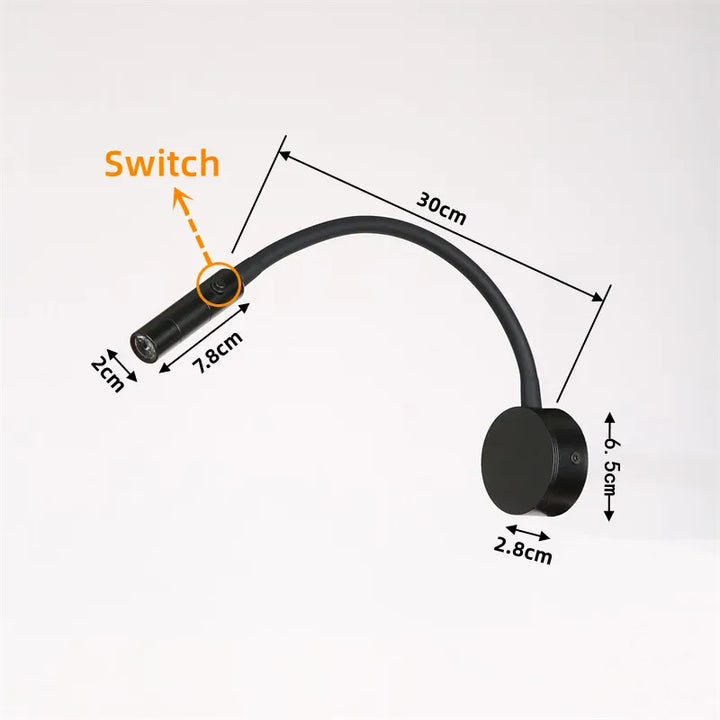 Skanto | Moderne Fleksibel LED Leselampe med Bryter for Soverom og Studie - 1W/3W