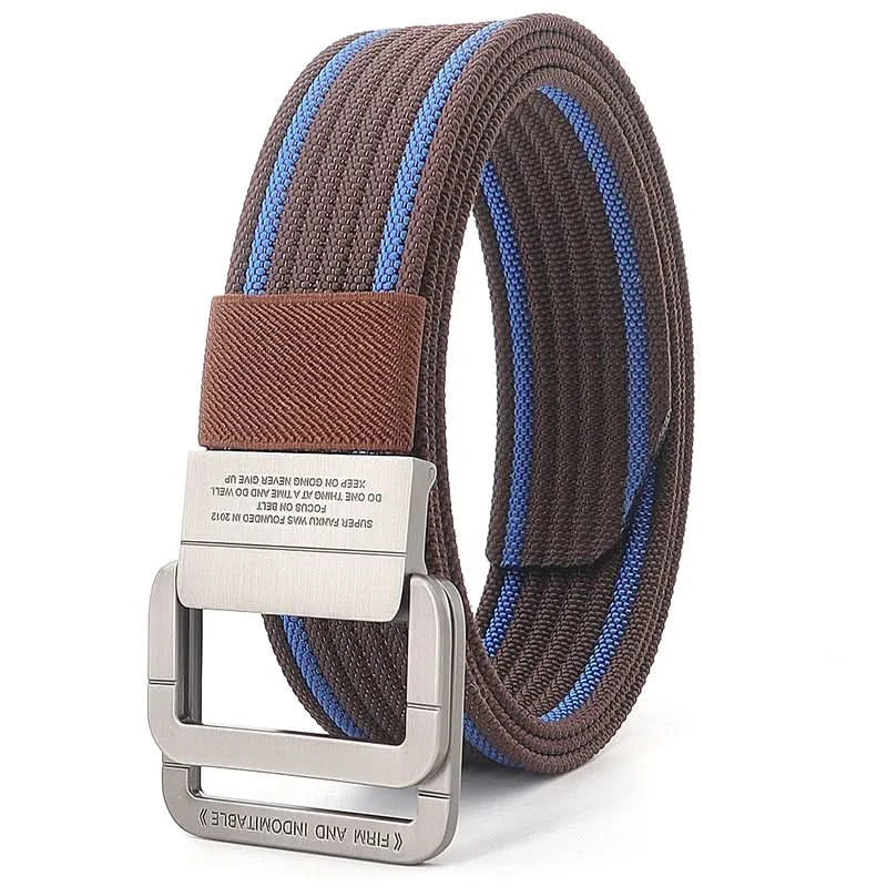 Unisex-Canvas-Gürtel – Doppelte Metallringschnalle, verstellbar