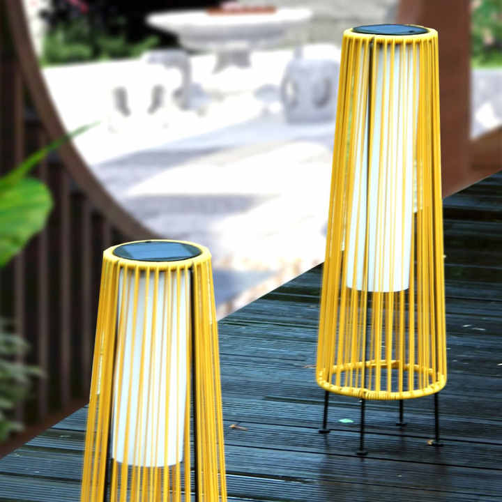 Skanto | Solr LED Rattanlampe – Stor utendørs belysning i oval design for hage og terrasse