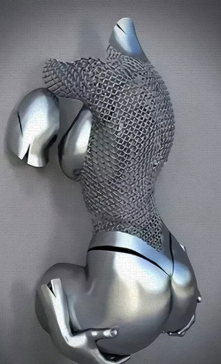 Skanto | Metallfigur Statuer Stiler Abstrakt Lærred Maleri Par Veggkunst Kjærlighet Skulptur Plakat Trykk Hjemmedekorasjon Stue Gaver