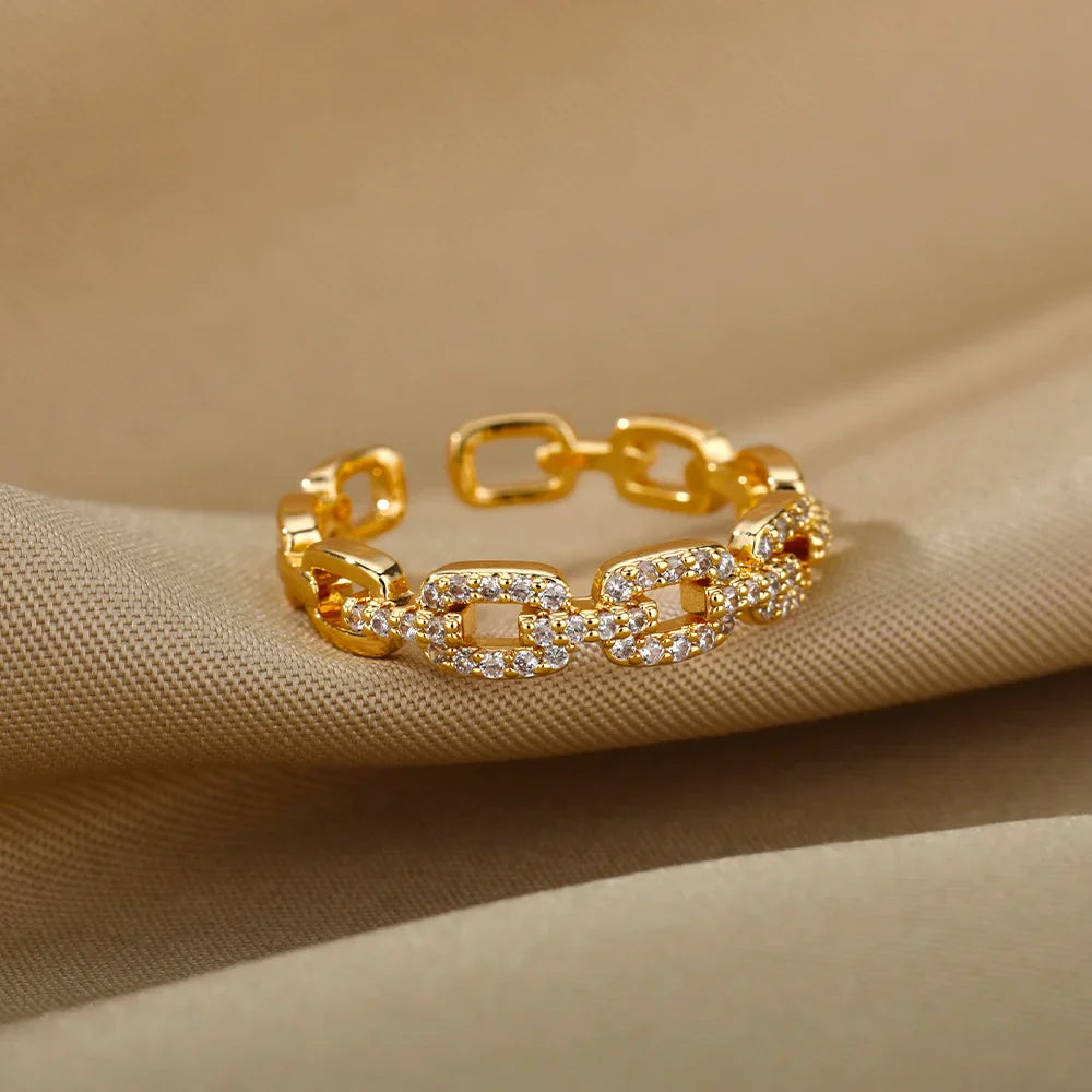 Skanto | Justerbar diamant lenke ring