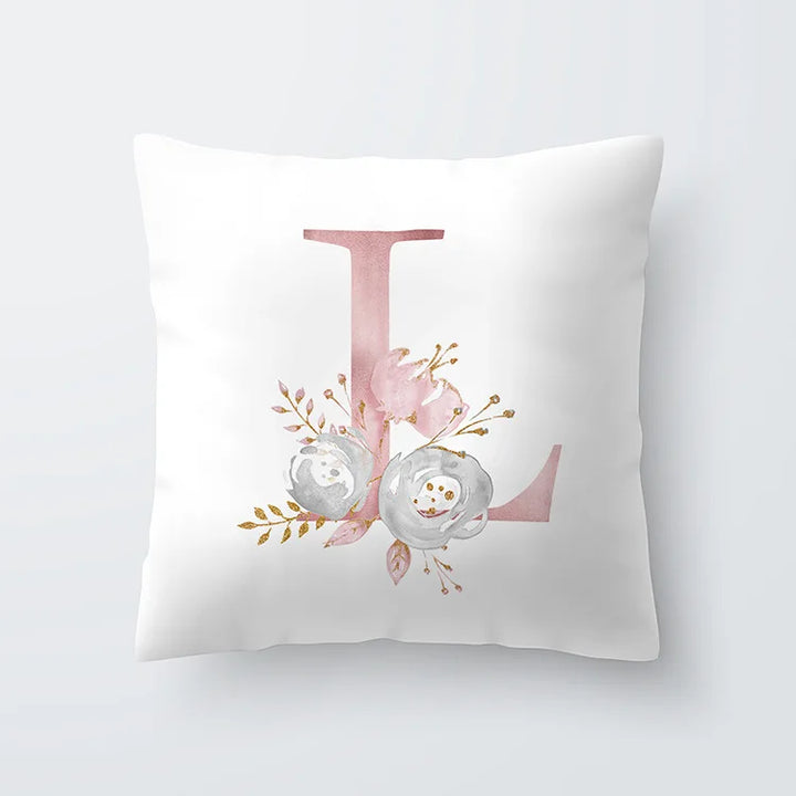 Rosa Gylden Blomsterbokstav Putevar 45x45cm Putevar For Stue Sofa Kastepute Polyester Bomull Firkantede Putekover | Skanto