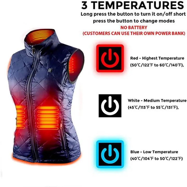 Skanto | ThermaBelle Kvinners Varme Vest | USB Oppvarmet Vest med Infrarød Teknologi | Temperaturregulerende & Lettvekts | Ideell for Høst & Vinter