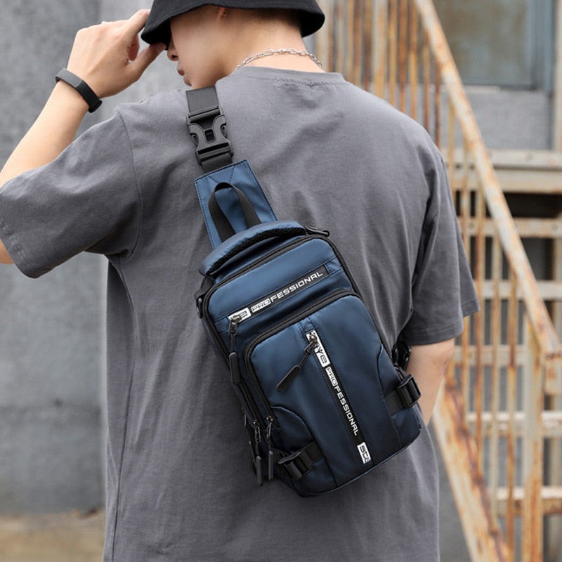 Skanto | Vanntett Oxford Crossbody Bag, Tyverisikkert Sling Bag, USB Lading & Flerlommes Design