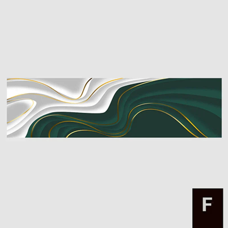 Moderne Abstrakt Grønn Grå Gull Flytende Bånd Veggkunst Fine Art Lærretutskrifter Høy Format Bilder For Stue Foyer Trapp Wall Decor | Skanto