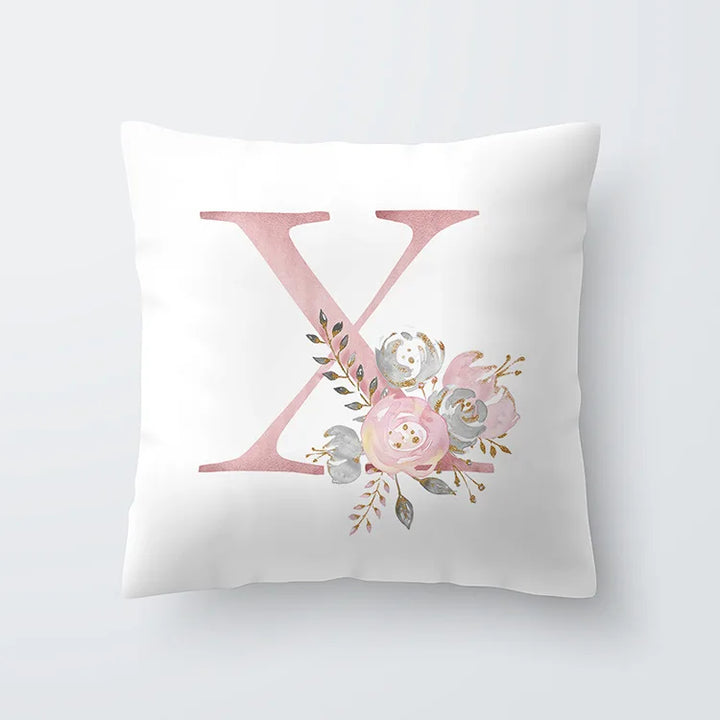 Rosa Gylden Blomsterbokstav Putevar 45x45cm Putevar For Stue Sofa Kastepute Polyester Bomull Firkantede Putekover | Skanto