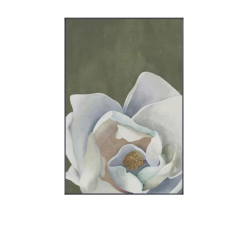 Skandinavisk Stor Blomster Veggkunst Fine Art Lerret Utskrifter Hvite Petal Blomst Plakater Moderne Botaniske Bilder For Foyer Stue | Skanto