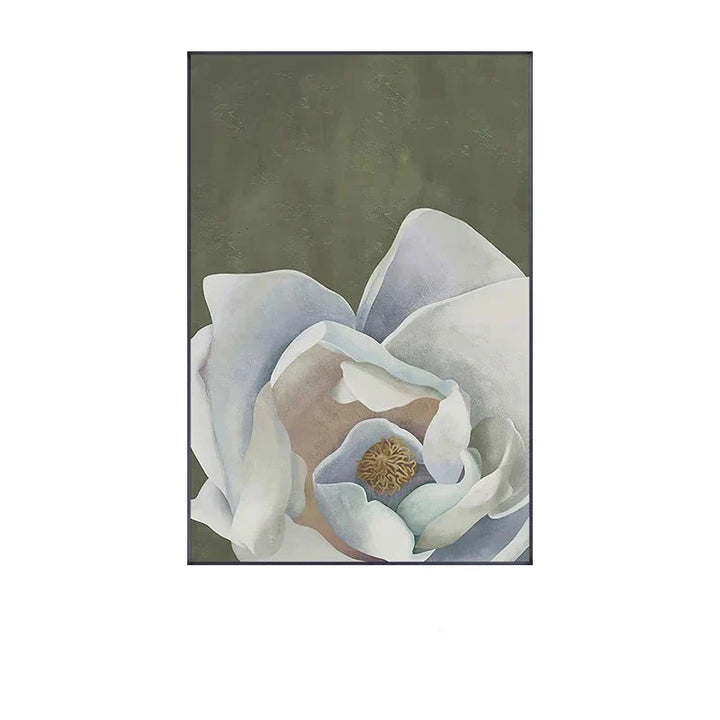 Skandinavisk Stor Blomster Veggkunst Fine Art Lerret Utskrifter Hvite Petal Blomst Plakater Moderne Botaniske Bilder For Foyer Stue | Skanto