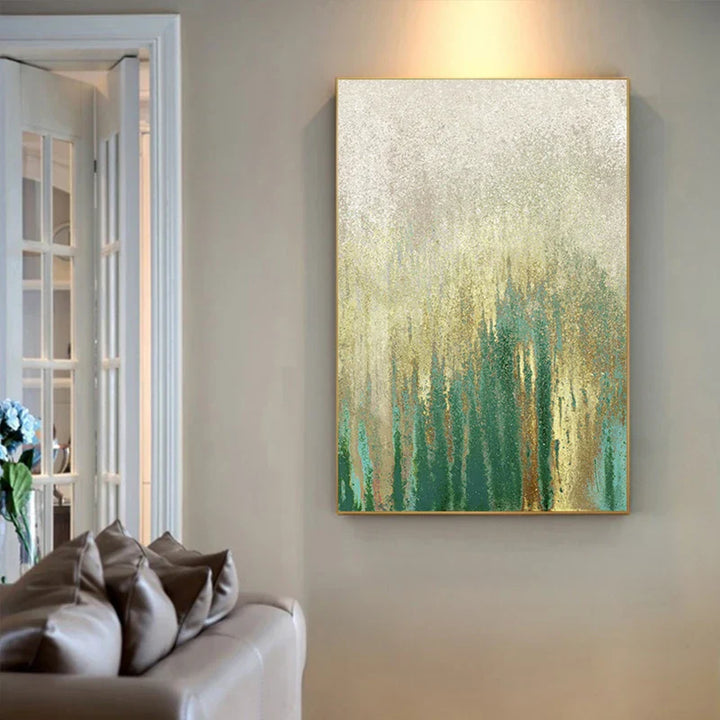 Grønn Beige Gylden Abstrakt Veggkunst Fine Art Lerretsutskrifter Bilder For Moderne Leilighet Stue Spisestue Kunst Dekor | Skanto