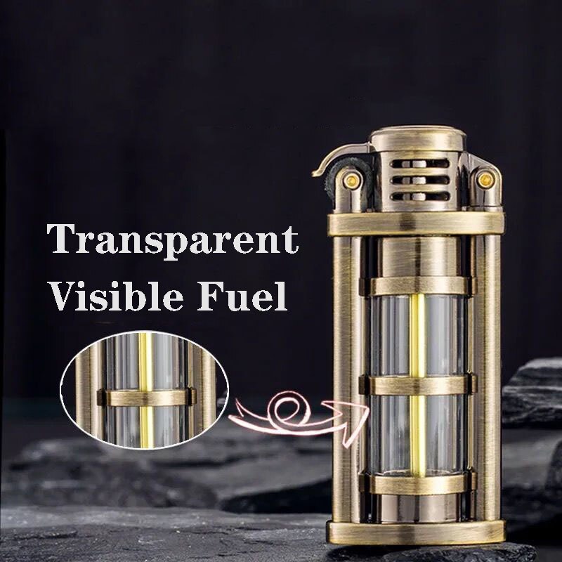 Transparent vindtett Metall Kerosene Flamme Fusjon Lighter | Skanto