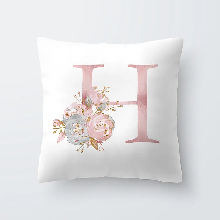 Rosa Gylden Blomsterbokstav Putevar 45x45cm Putevar For Stue Sofa Kastepute Polyester Bomull Firkantede Putekover | Skanto