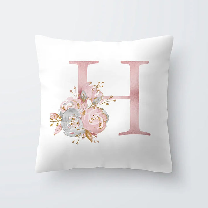 Rosa Gylden Blomsterbokstav Putevar 45x45cm Putevar For Stue Sofa Kastepute Polyester Bomull Firkantede Putekover | Skanto