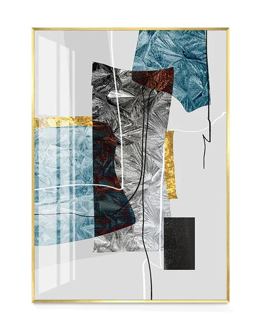 Abstrakt Minimalistisk Blå Nordisk Is Geometrisk Veggkunst Fine Art Lerrettrykk Plakater Bilder For Moderne Leilighet Stue Kunst Dekor | Skanto