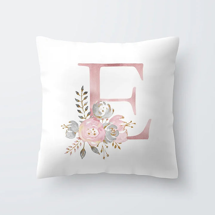 Rosa Gylden Blomsterbokstav Putevar 45x45cm Putevar For Stue Sofa Kastepute Polyester Bomull Firkantede Putekover | Skanto