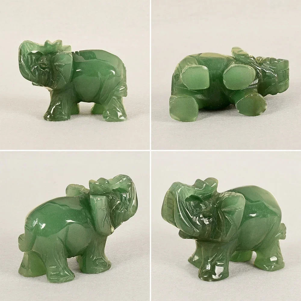 Skanto | Grønn Aventurin Jade Stein Elefant Statue
