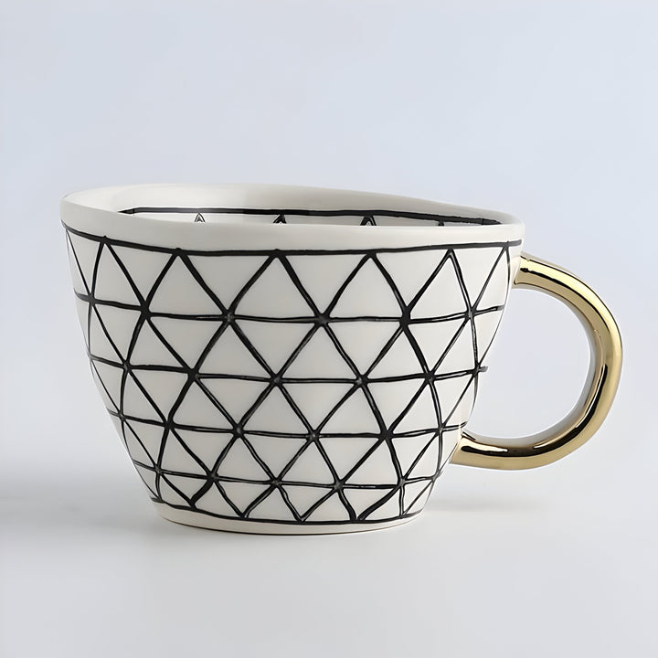Keramisk krus med geometrisk design – Stilig og moderne | Ideell for kaffe eller te