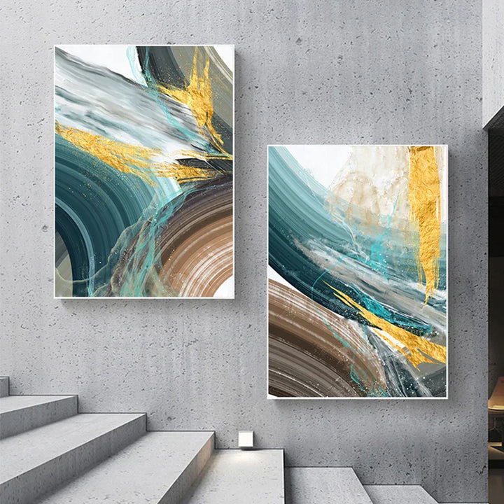 Abstrakt Grønn Brun Farge Sprut Veggkunst Fine Art Lerret Utskrifter Moderne Farger Bilder For Stue Spisestue Samtids Hjem Dekor | Skanto