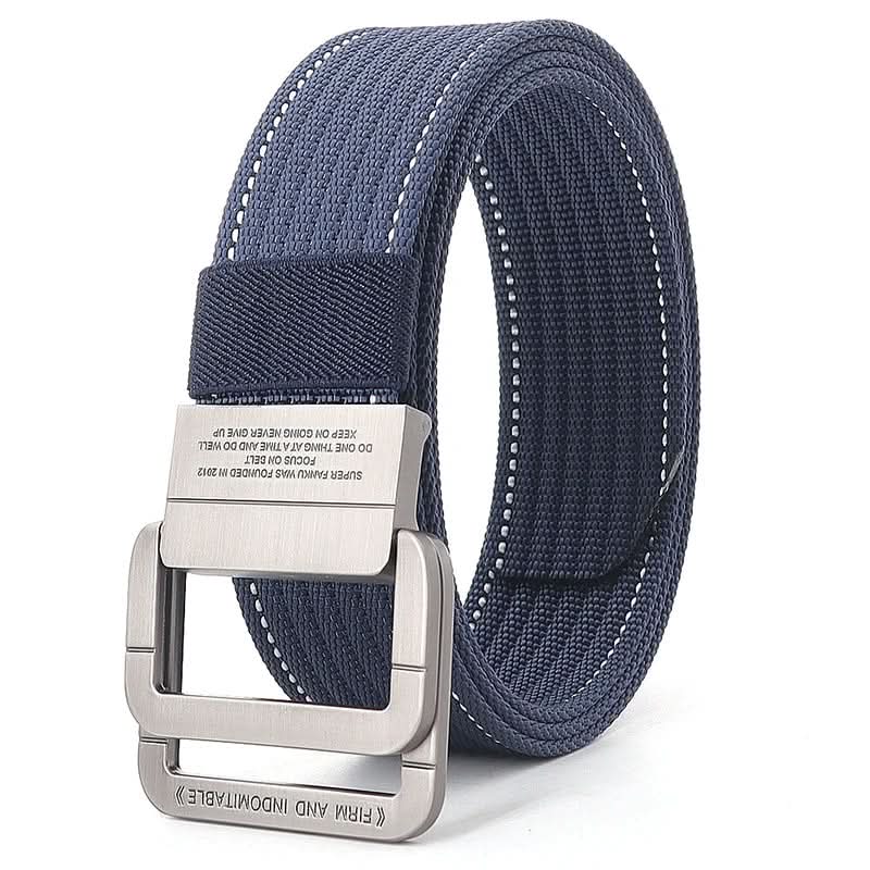 Skanto | Unisex lerretsbelte – Dobbel metallring spenne, justerbar