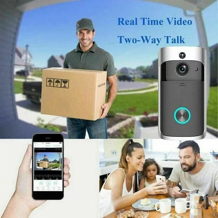Skanto | Trådløs HD WiFi Video Dørklokke | Nattseende, To-veis Intercom & Bevegelsesvarsler for Hjemmesikkerhet