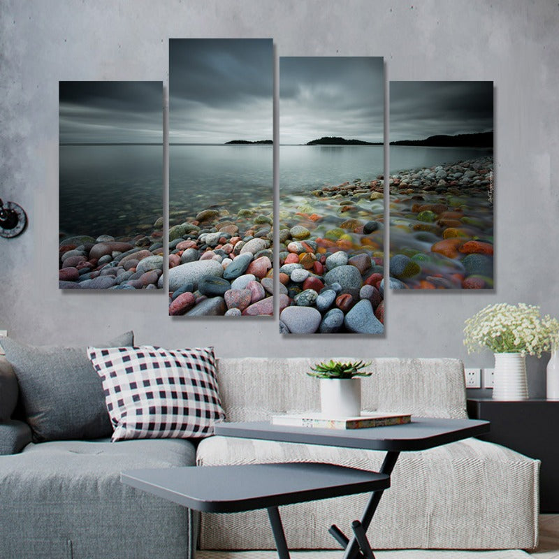 Abstract Modern Multi-Stone Landscape Canvas Wall Art Painting 4 Pieces | Skanto