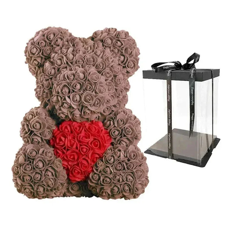 Rosen-Teddybär mit handgefertigten Schaumstoffrosen – 40 cm