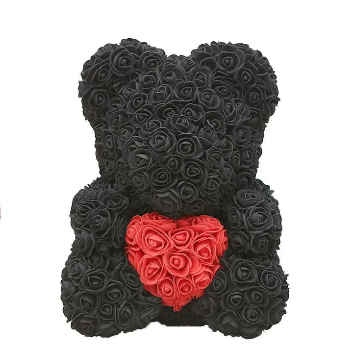 Rosen-Teddybär mit handgefertigten Schaumstoffrosen – 40 cm