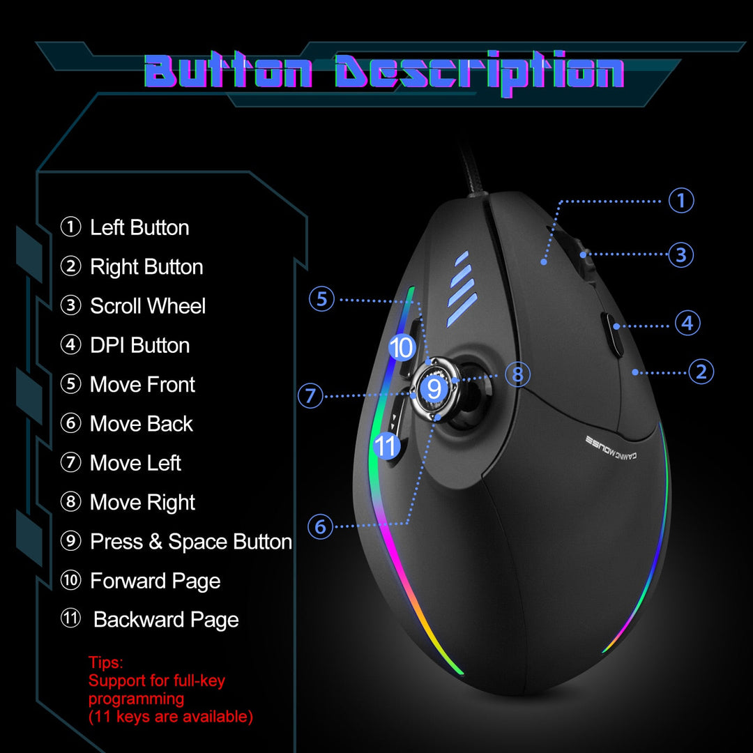 Skanto | Programmerbar Ergonomisk RGB Spillmester Mus