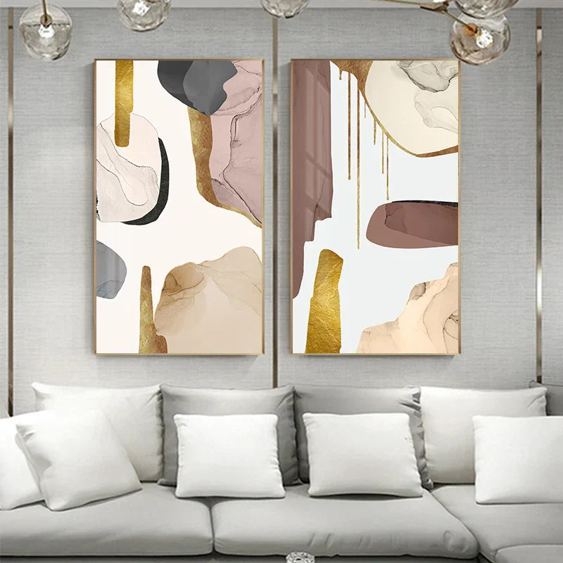 Nøytrale farger Mauve Beige Gylden Abstrakt Veggkunst Fin Kunst Lærred Utskrifter Bilder For Moderne Leilighet Stue Luksuriøse Interiører Kunst Dekor | Skanto