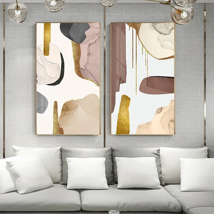 Nøytrale farger Mauve Beige Gylden Abstrakt Veggkunst Fin Kunst Lærred Utskrifter Bilder For Moderne Leilighet Stue Luksuriøse Interiører Kunst Dekor | Skanto