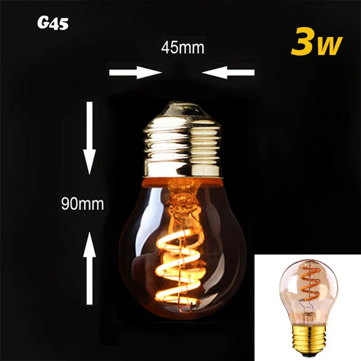 Skanto | Dimbar Vintage LED Lyspære (3W, E27 Undersøkelse) - Gull Spiral Filament for Kroner & Dekorativ Belysning
