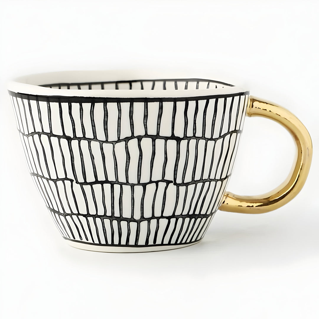 Keramisk krus med geometrisk design – Stilig og moderne | Ideell for kaffe eller te