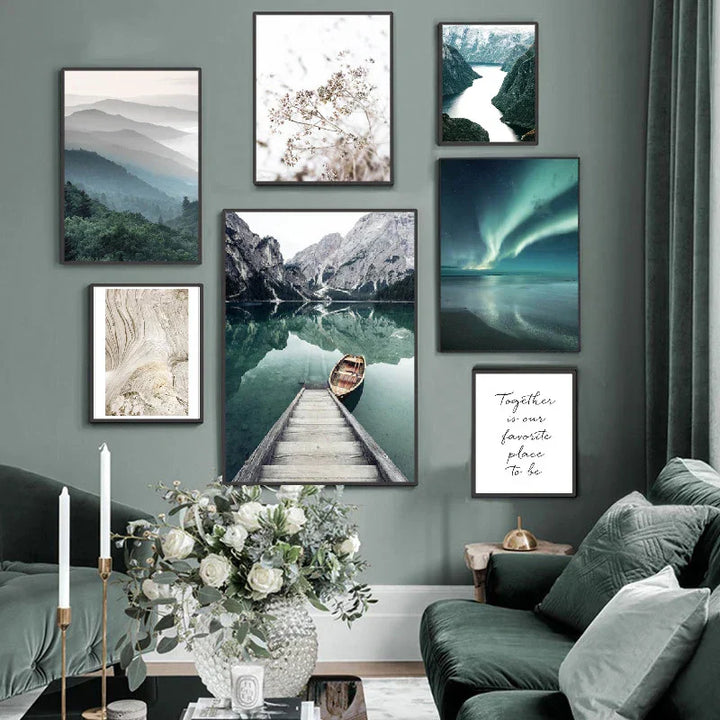 Bergsee Villmark Landskap Veggkunst Kunsttrykk Lerret Plakater Bilder av Ro for Oppholdsrom Spisestue Dekor | Skanto